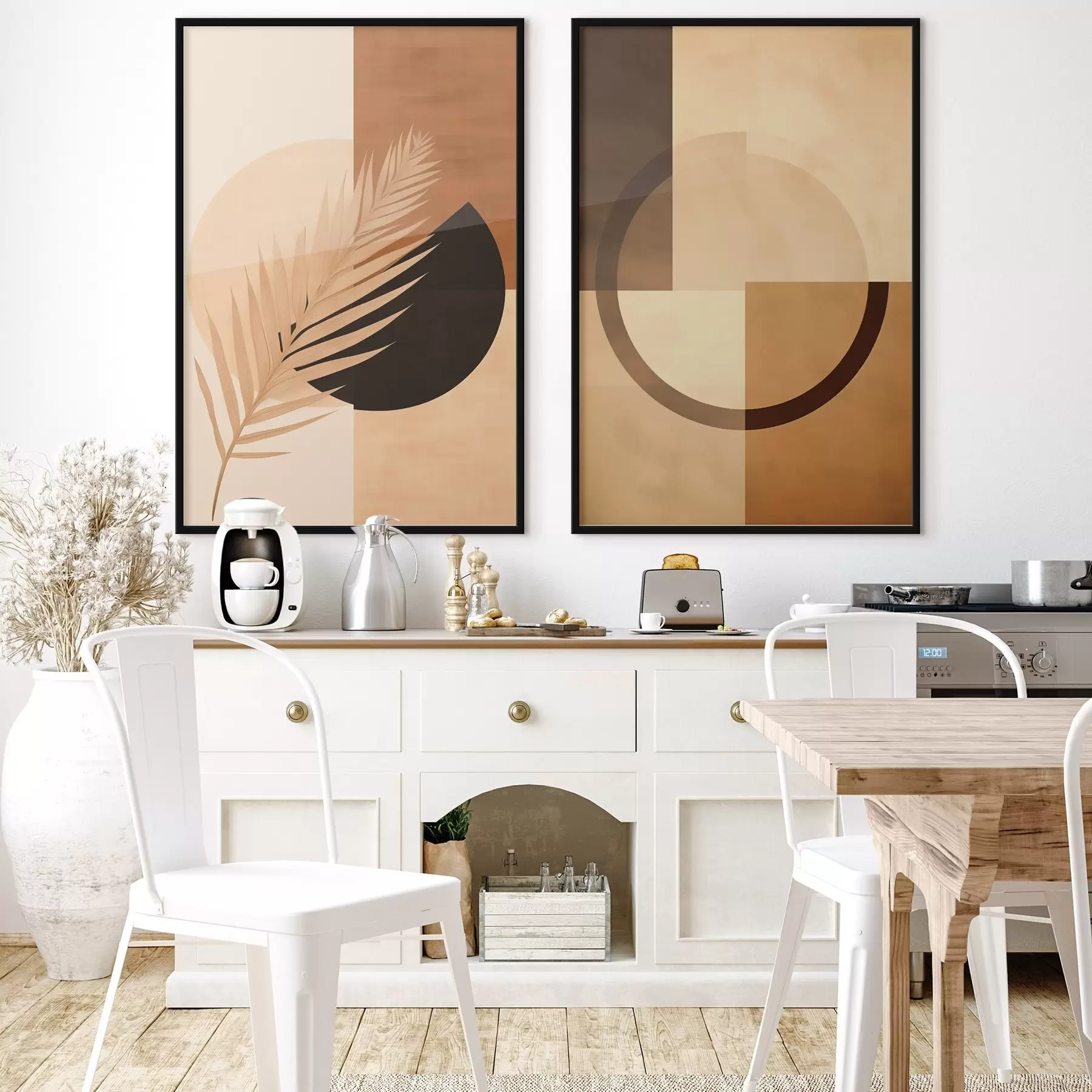 Fototapeedid Terrakotta ja beež geomeetria palmilehe motiiviga d00968