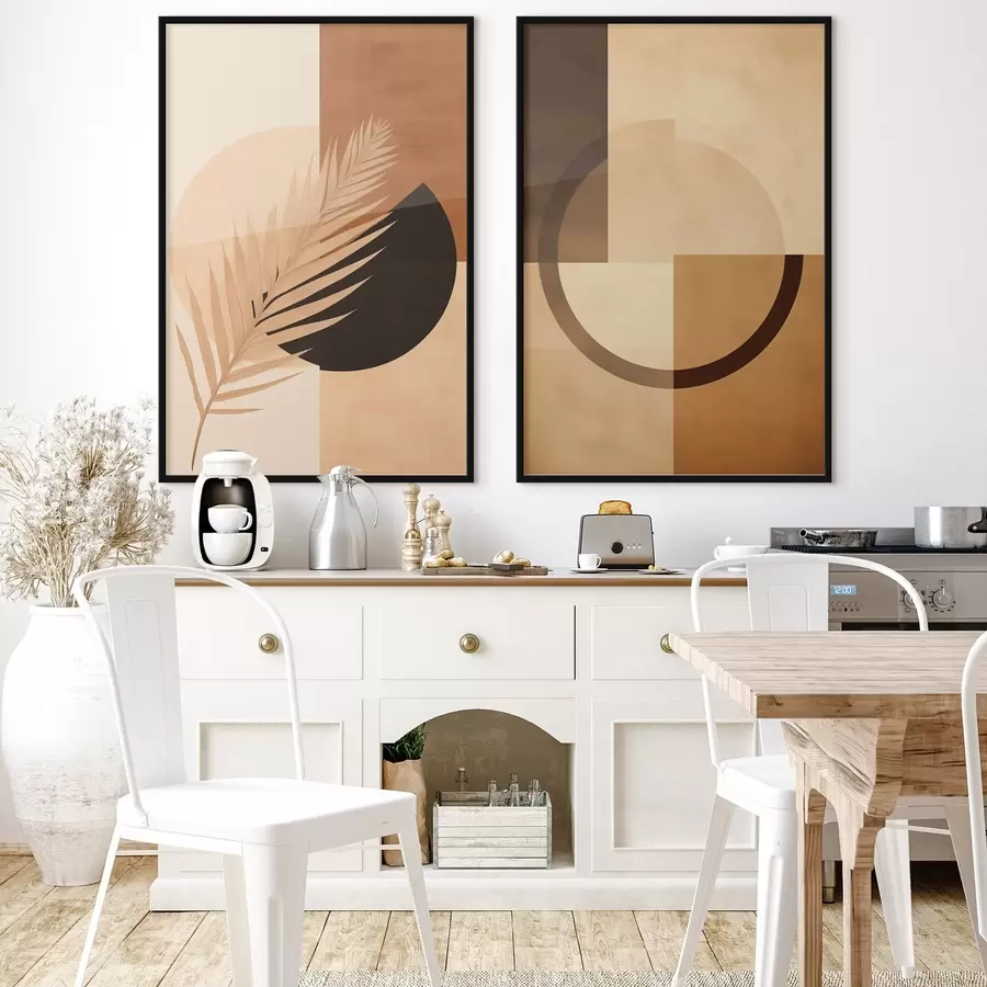 Fototapeedid Terrakotta ja beež geomeetria palmilehe motiiviga d00968