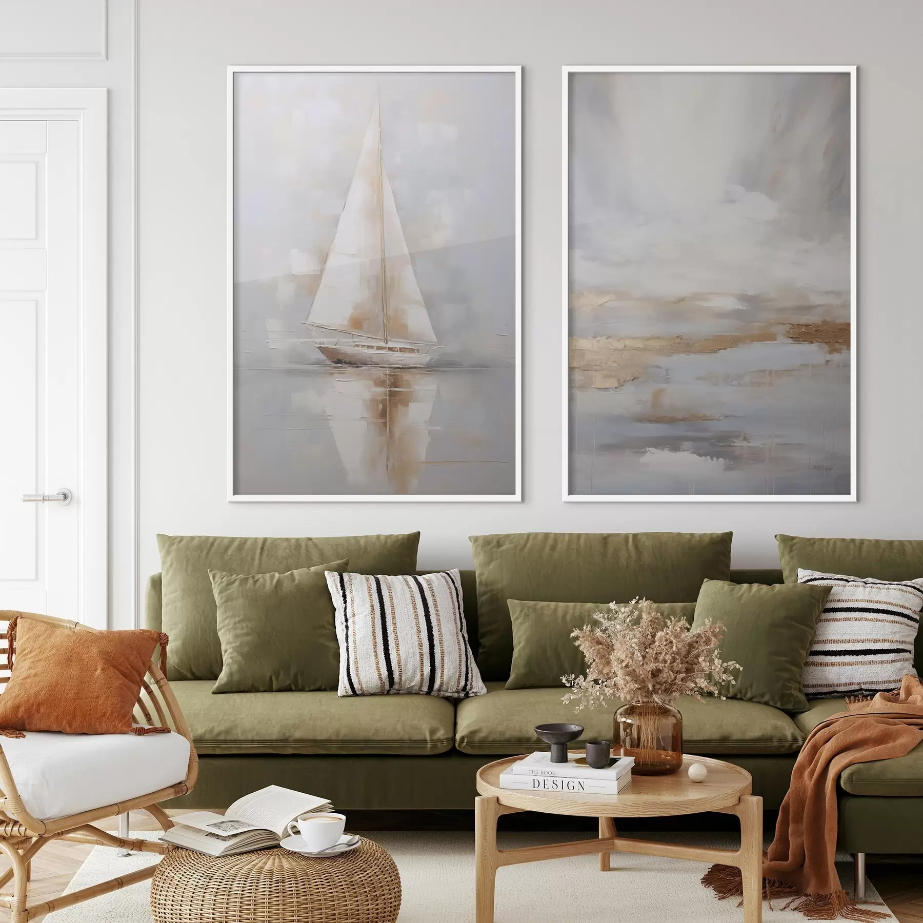 Fototapeedid Purjekas ja abstraktne kompositsioon, maalist inspireeritud d00999