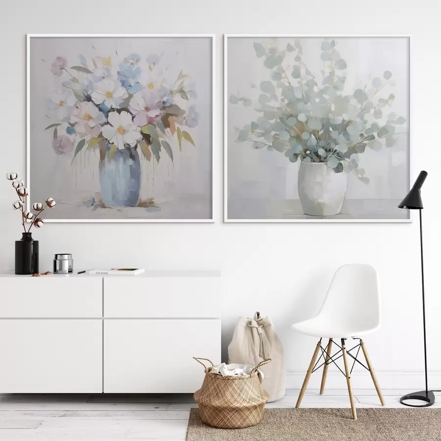 Fototapeedid Lilled ja eukalüpti imitatsioonmaal d01017