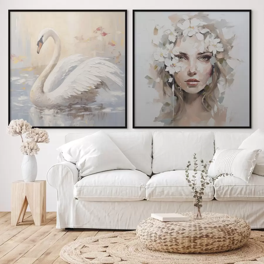 Fototapeedid Luik ja tüdruku portree, imitatsioonmaal d01030