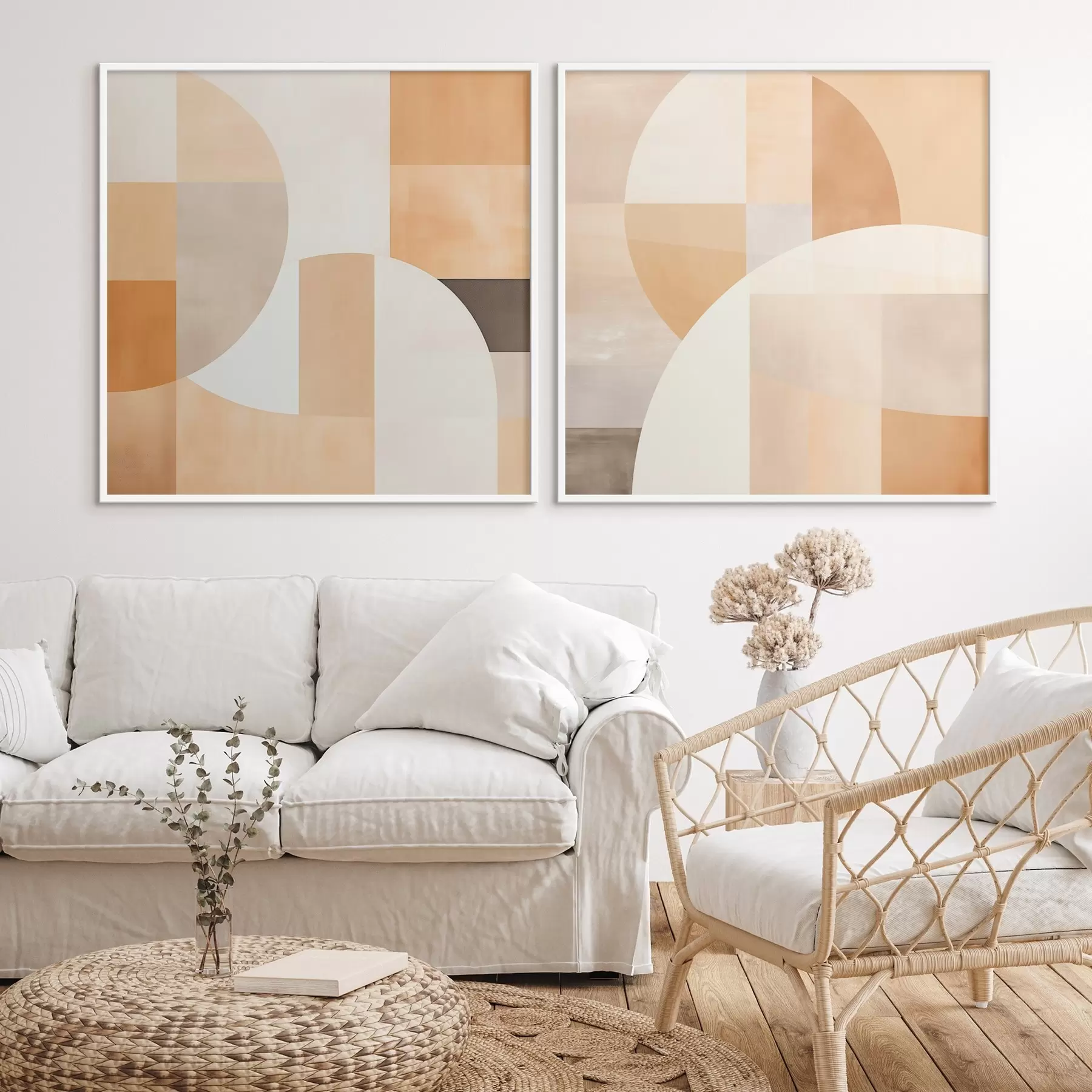 Fototapeedid Kompositsioon suurte kujundite ja pehme värvitoonidega d00986