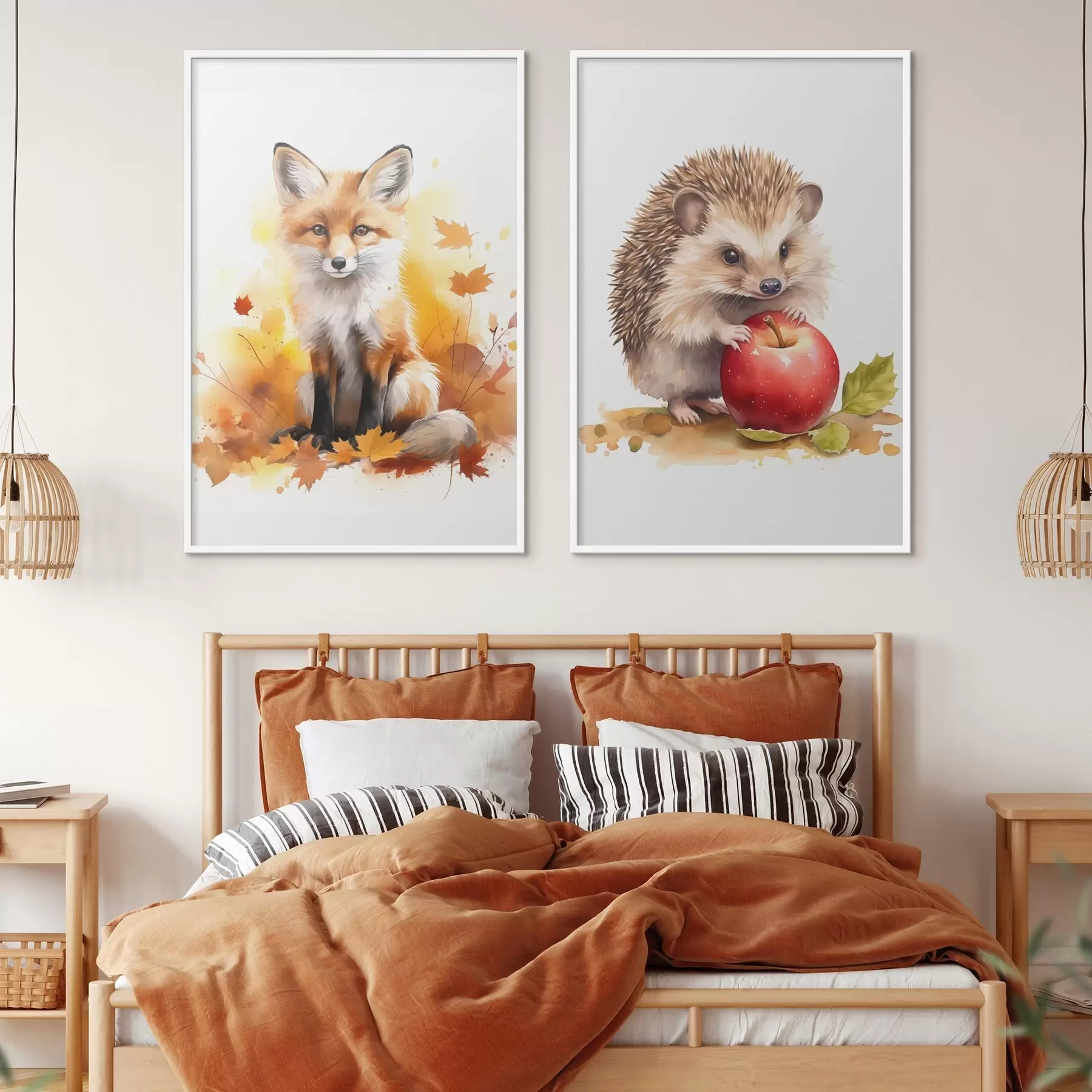 Fototapeedid Rebane ja siil, imitatsioon akvarell d01050