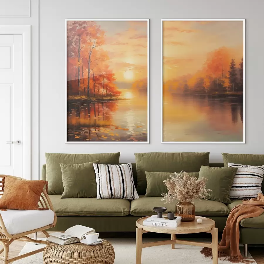 Fototapeedid Sügisene mets päikeseloojangu taustal d01051