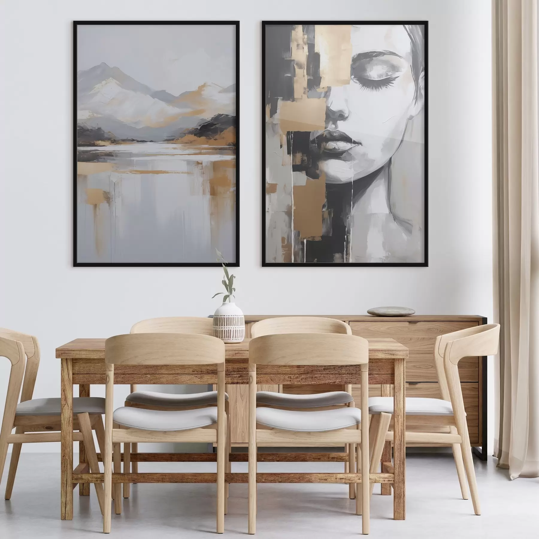 Fototapeedid Abstraktne mägimaastik ja portree d01058