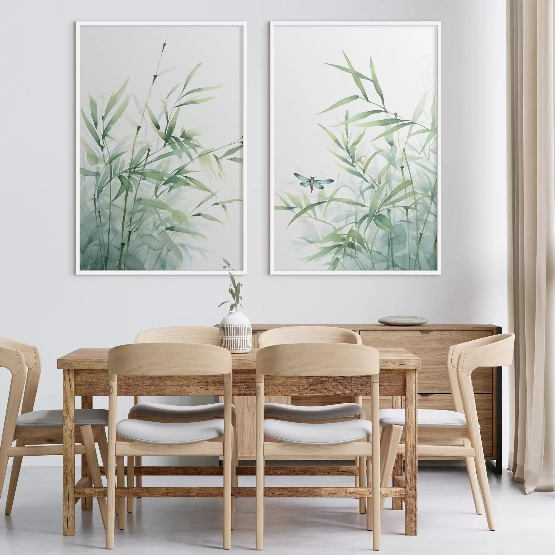 Fototapeedid Bambusetaimed, akvarellimitatsioon d01062