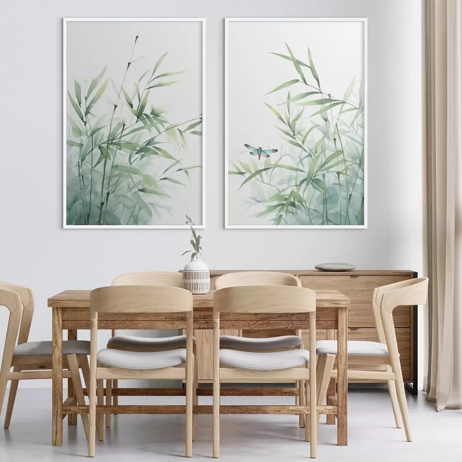 Fototapeedid Bambusetaimed, akvarellimitatsioon d01062