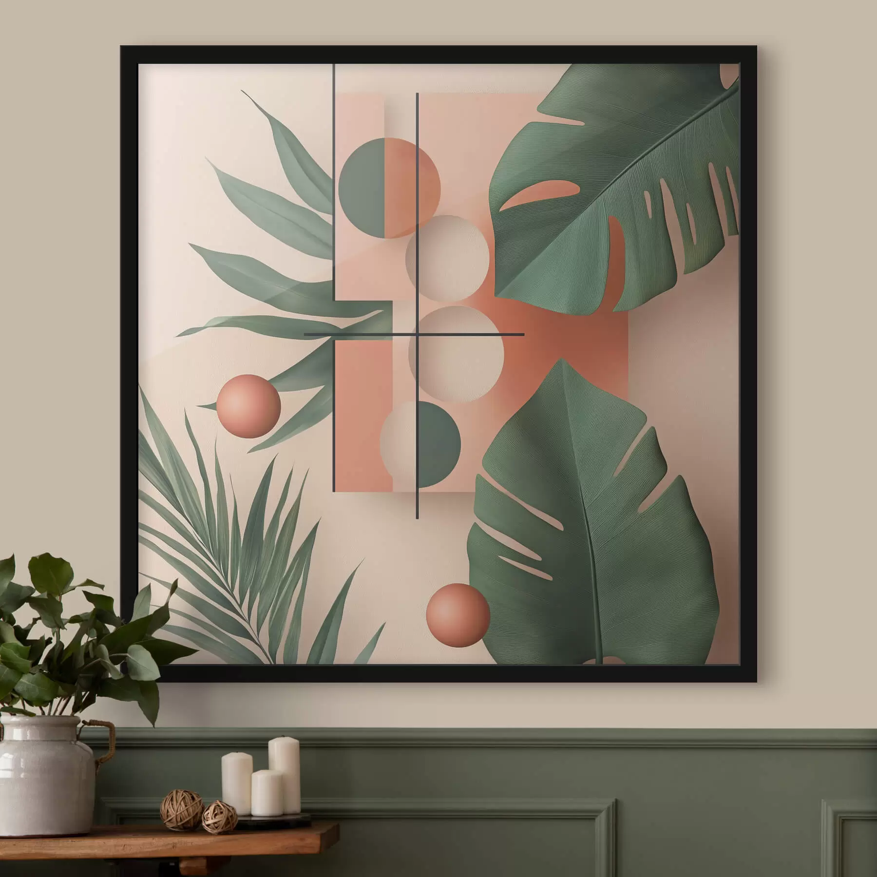 Fototapeedid Abstraktsioon suurte troopiliste lehtedega f47099