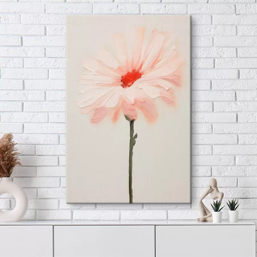 Pilt Valge ja roosa lill väljendusrikaste pintslitõmmetega õlimaalistiilis s46933