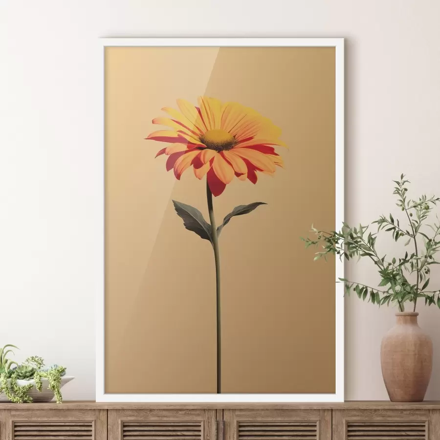 Fototapeedid Gerbera lill minimalistlikus stiilis ühtlasel taustal pehme valguse käes f46928