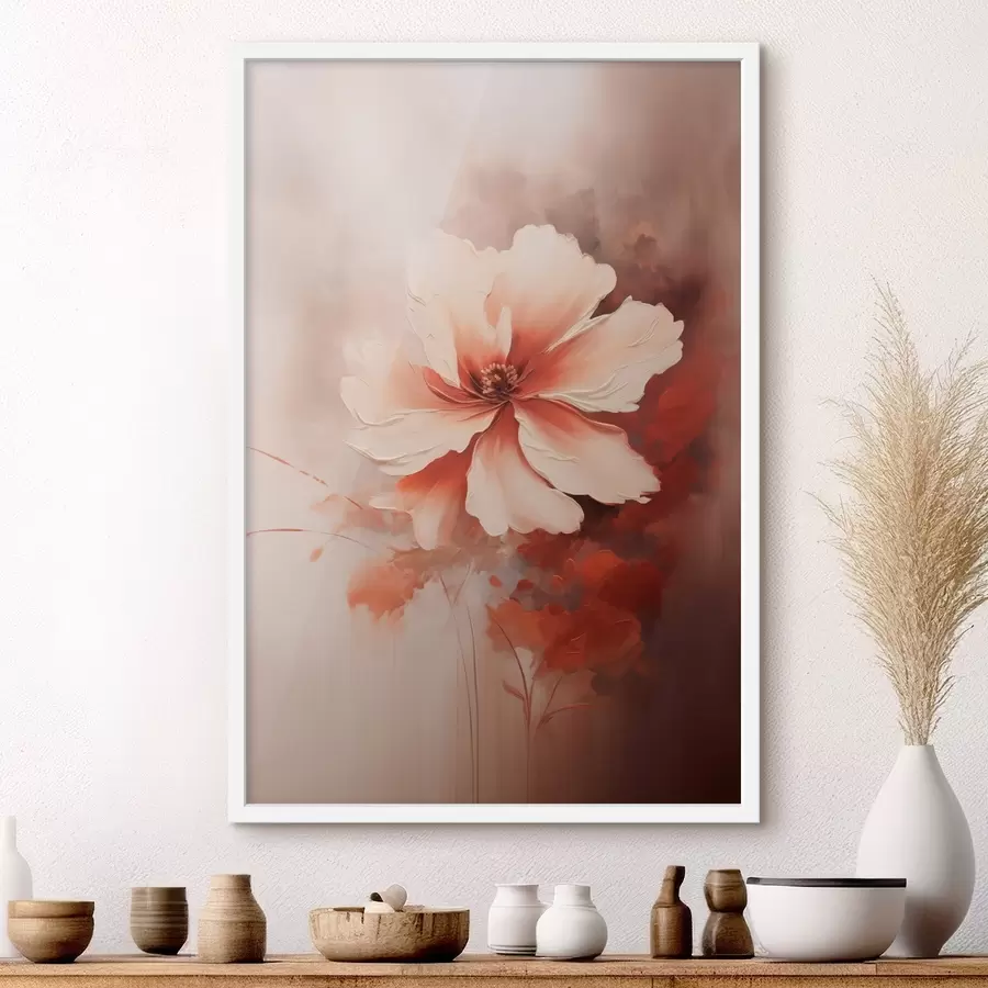 Fototapeedid Õrn valge korallilill ähmane taustaga õlimaalistiilis f46938