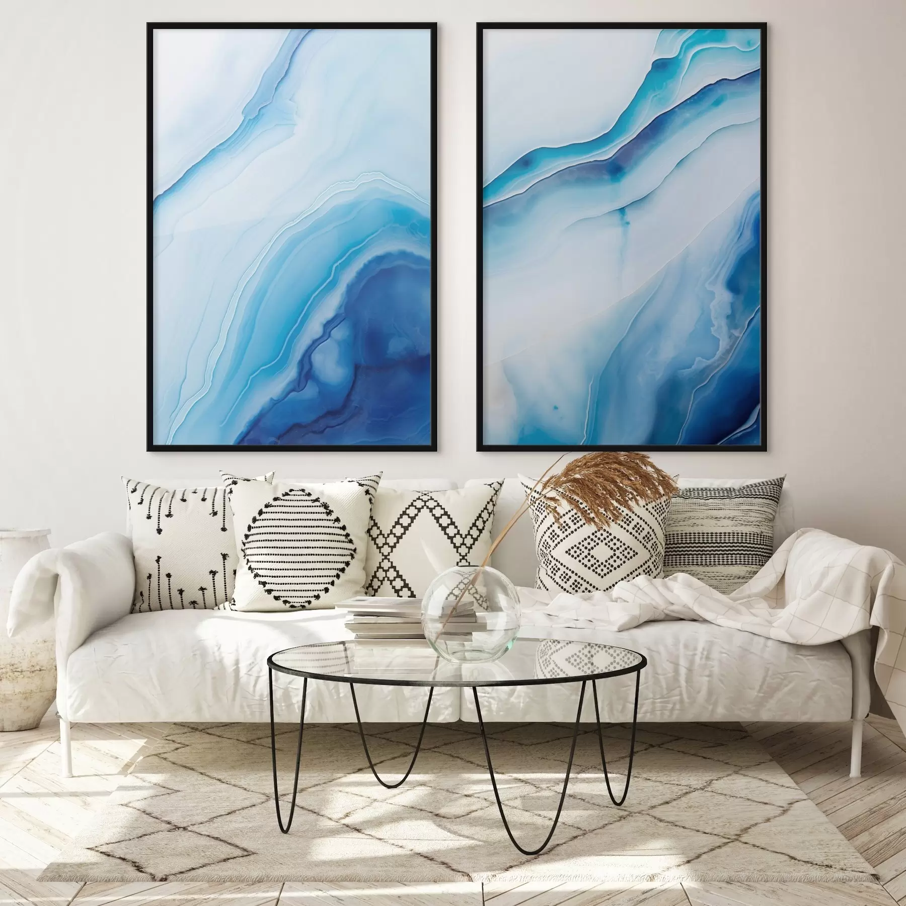 Fototapeedid Abstraktne sinine ja valge ahhaatprint, keerlevad jooned ja gradientid, sile tekstuur, modernne kunst, minimalistlik d00888