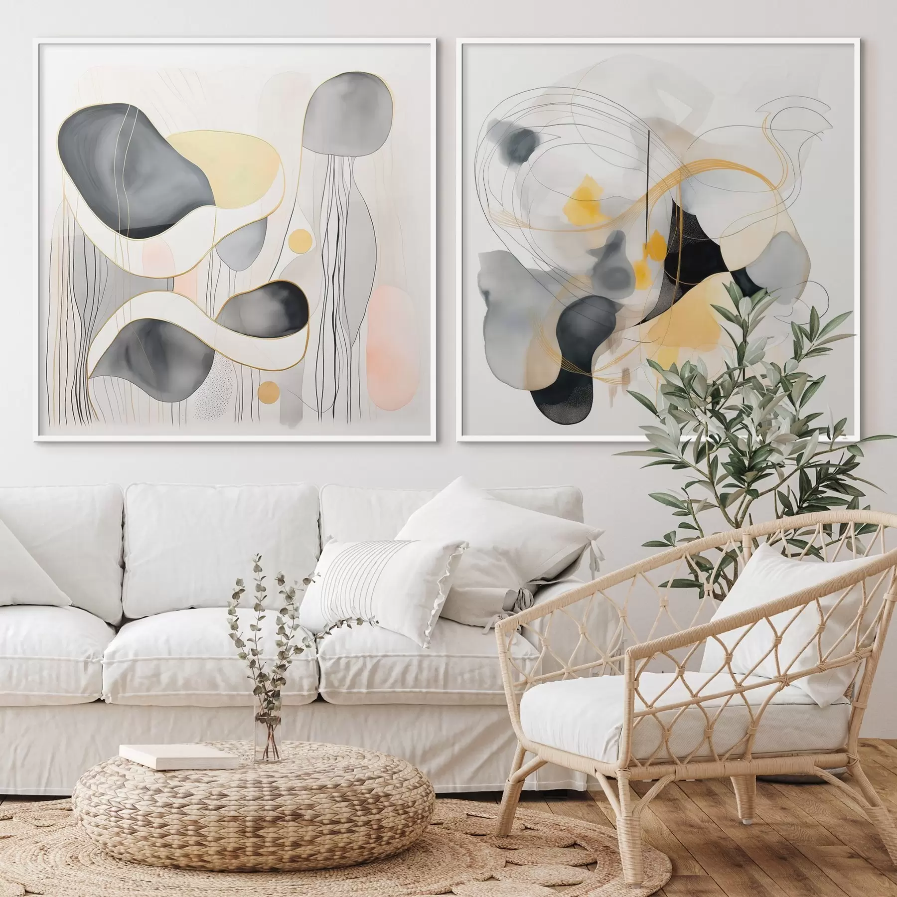 Fototapeedid Monokroomne ja kollane aktsent abstraktses stiilis d00905