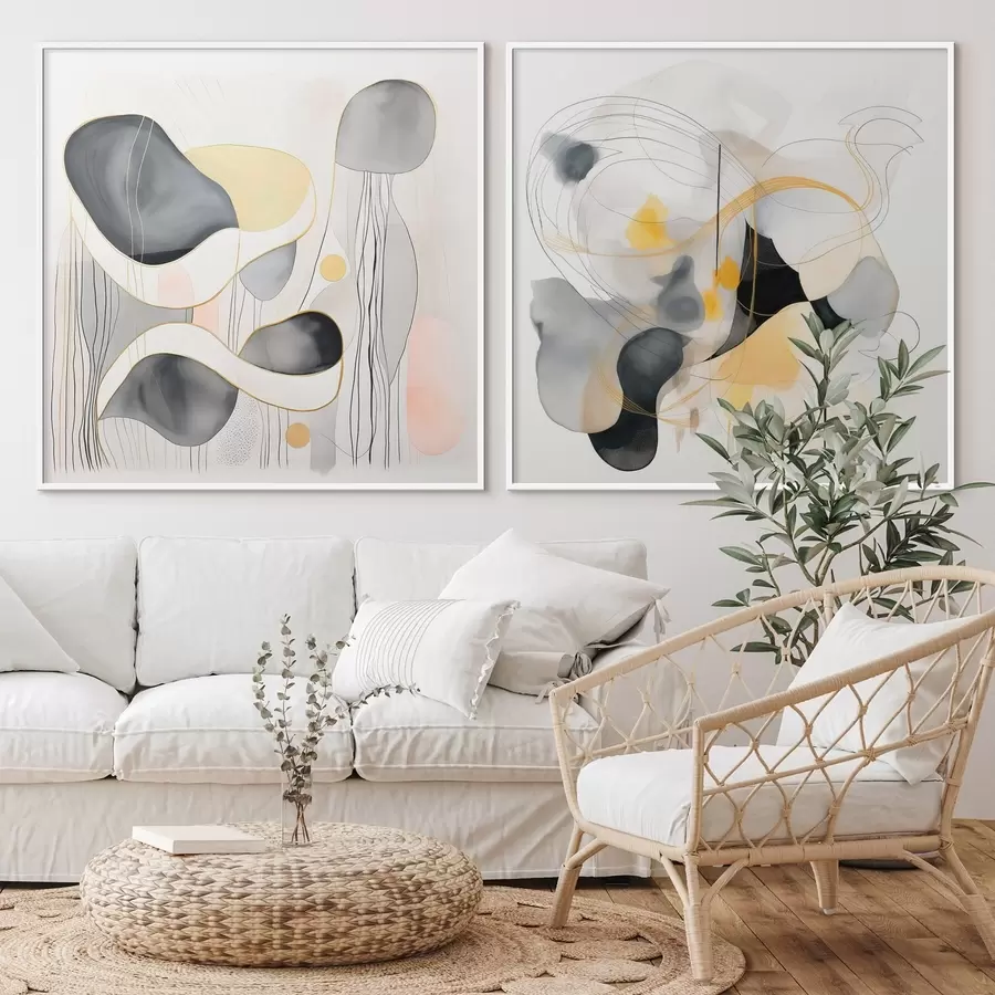 Fototapeedid Monokroomne ja kollane aktsent abstraktses stiilis d00905