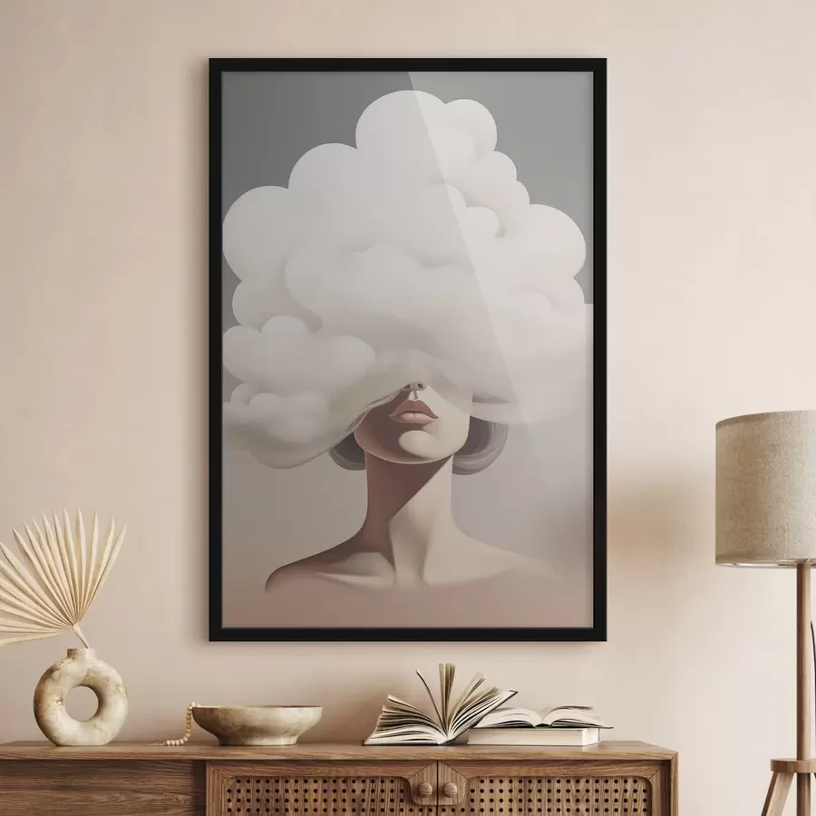 Fototapeedid Tüdruku nägu on pilve varjus f47337