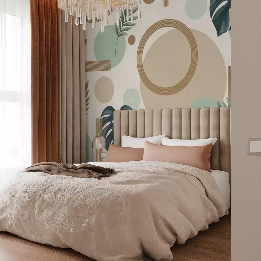 Fototapeedid Geomeetriline muster roheliste lehtedega w05018v1