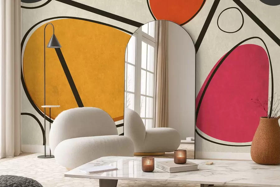 Fototapeedid Abstraktsed kujundid ja jooned julgetes värvitoonides w05017