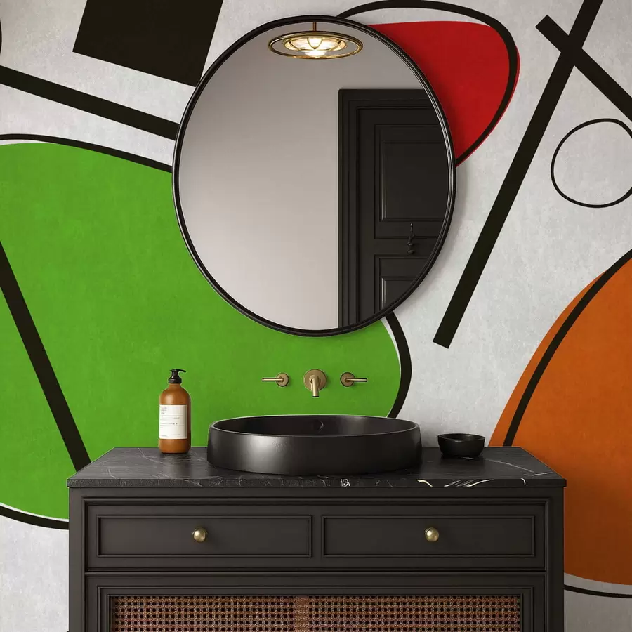 Fototapeedid Abstraktsed geomeetrilised kujundid joonte ja julge värviga aladega w05017v1