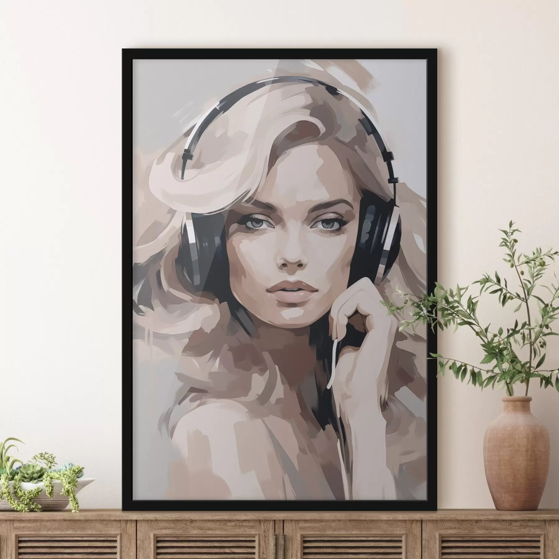 Fototapeedid Portree tüdrukust kõrvaklappidega f47410