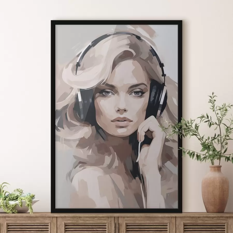 Fototapeedid Portree tüdrukust kõrvaklappidega f47410