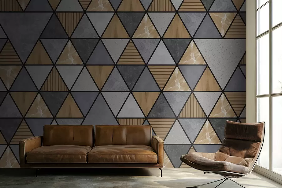 Fototapeedid Kolmnurkse kujuga ornament neutraalsete ja soojade värvidega w05096v1