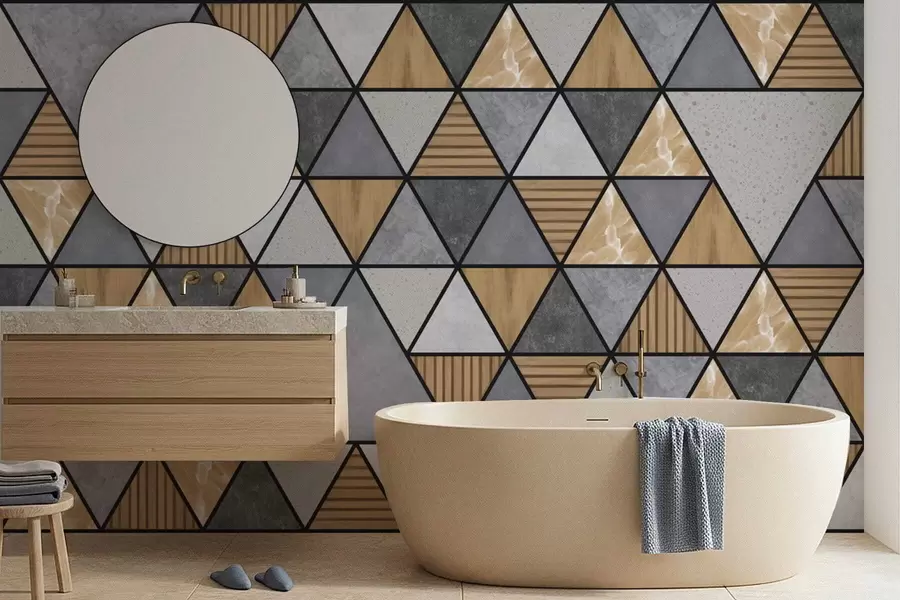 Fototapeedid Kolmnurkse kujuga ornament neutraalsete ja soojade värvidega w05096v1