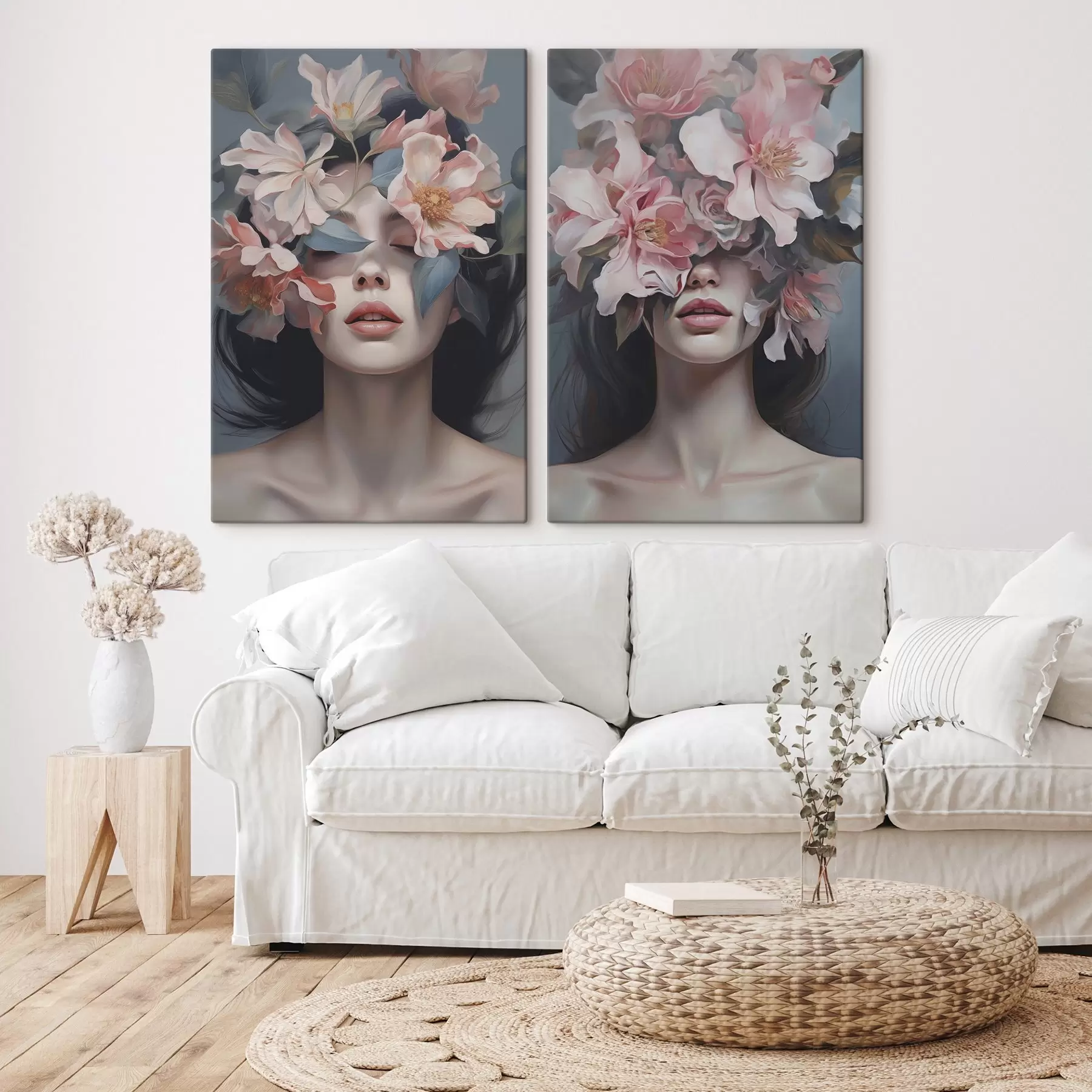 Pilt Abstraktne naiseportree lilledega m01221