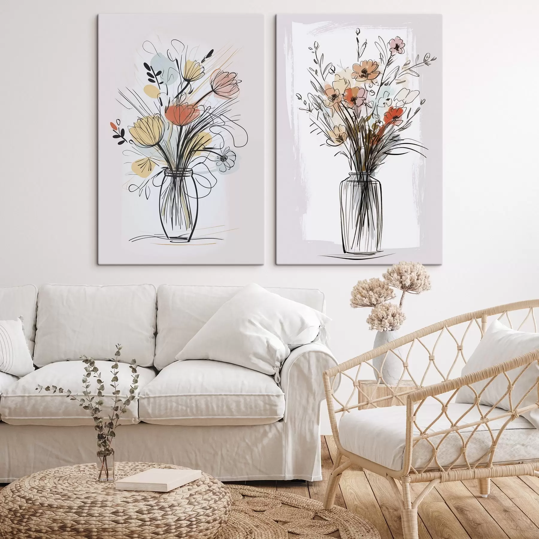 Pilt Lilled vaasis joonistuse imitatsioon m01224