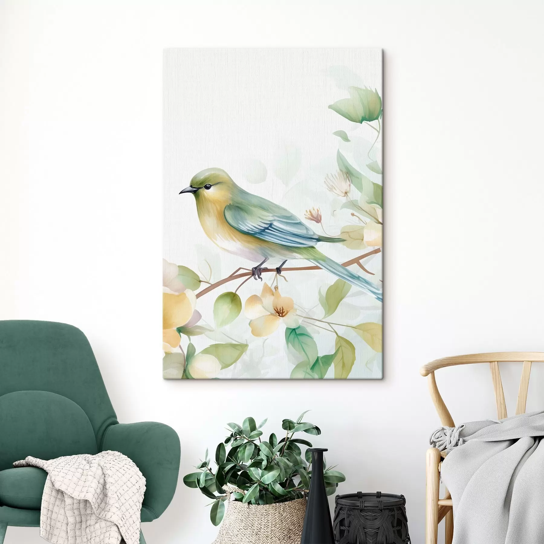 Pilt Tihane oksal, akvarellimitatsioon s46892