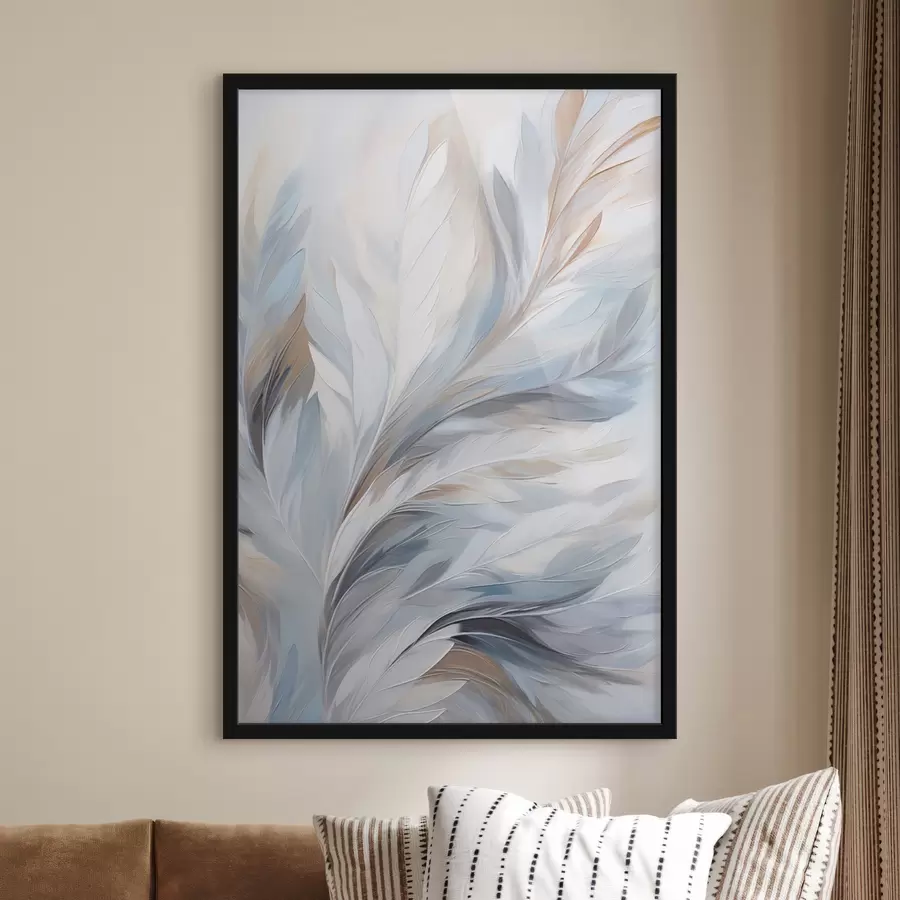 Fototapeedid Õrn helesinine ja pruun sulg pehme, õhulise tekstuuriga, valgel taustal f47416