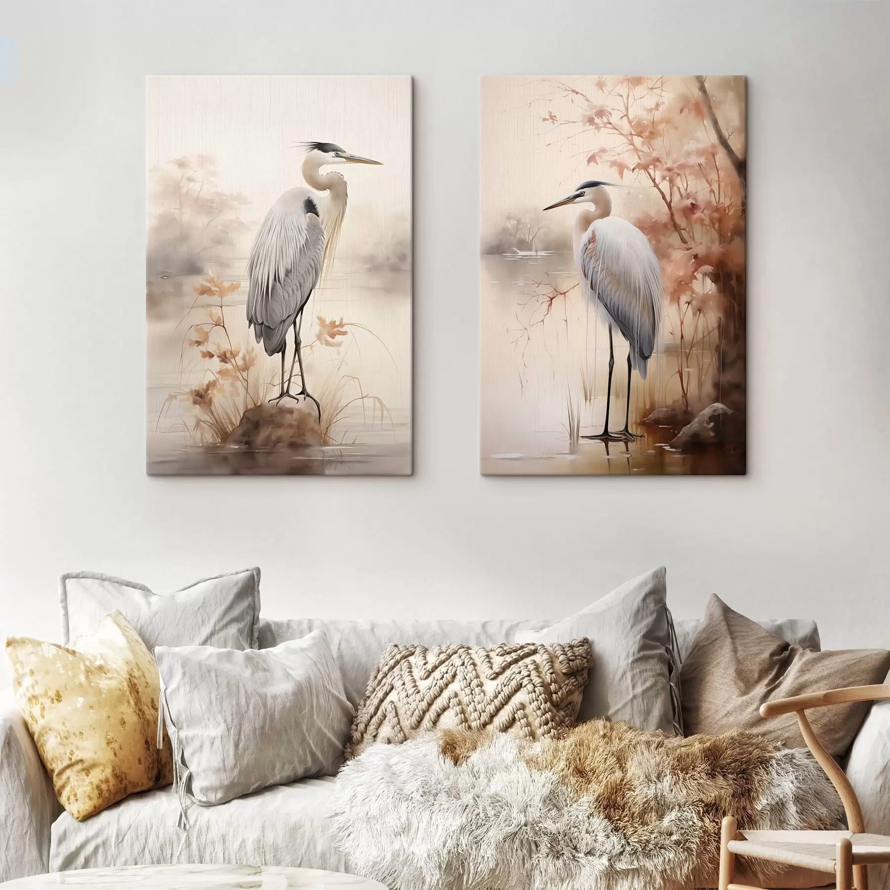 Pilt Kõrgete rohtude ja puudega taustal seisab järve kaljul herilane. m01239