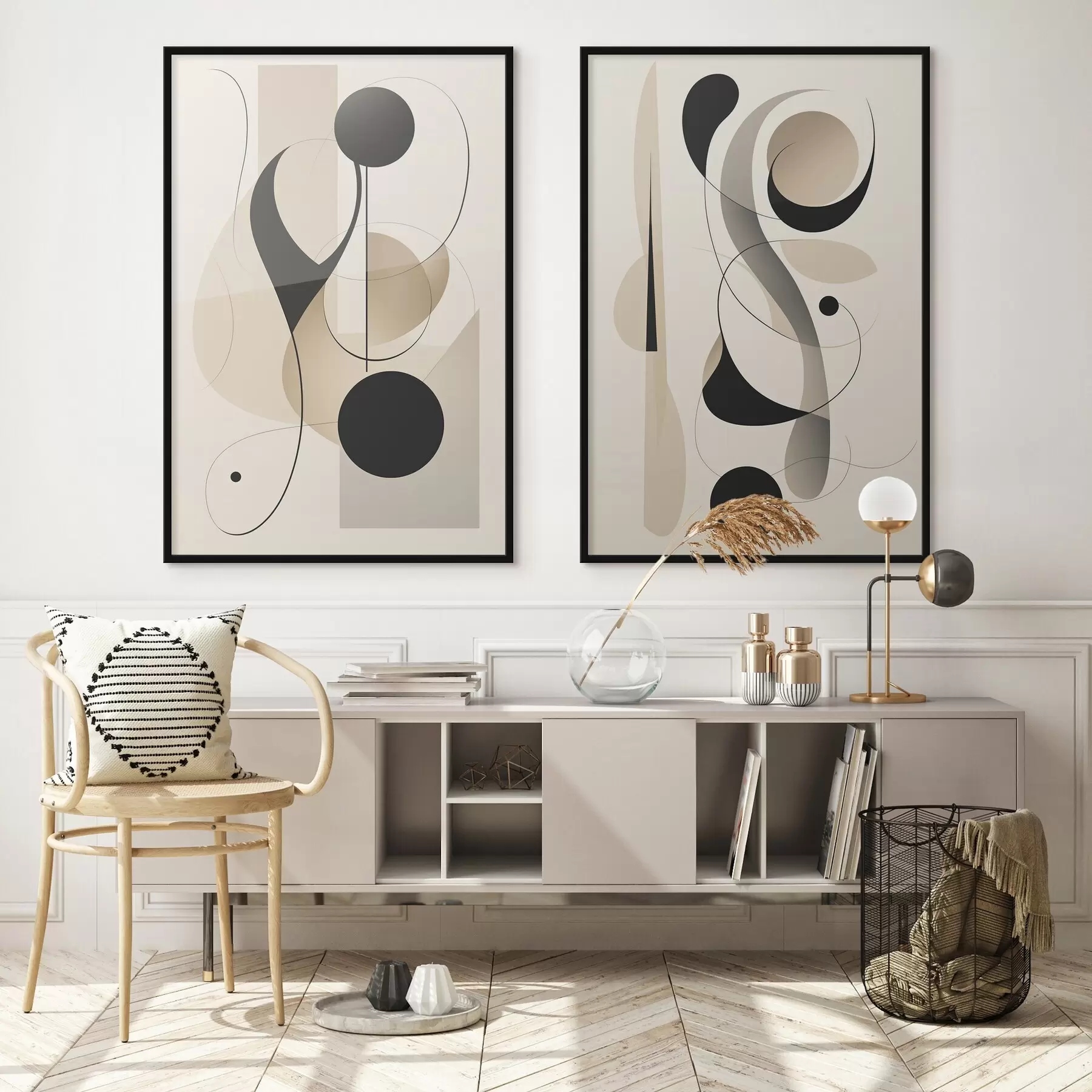 Fototapeedid Abstraktne kompositsioon kõverate ja vormidega d00538