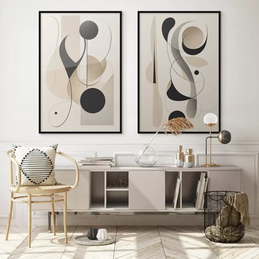 Fototapeedid Abstraktne kompositsioon kõverate ja vormidega d00538