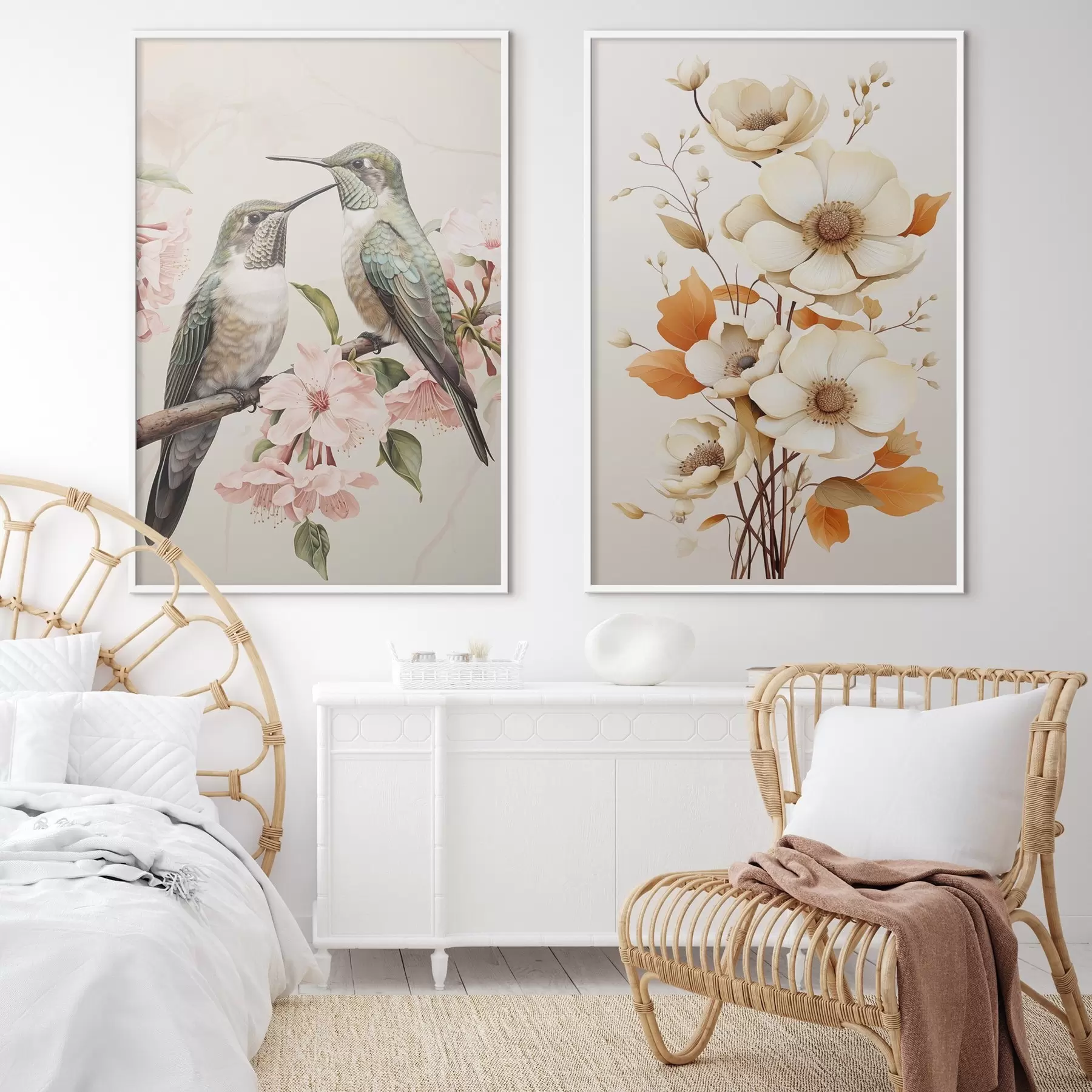 Fototapeedid Lilled ja linnud okstel d00560