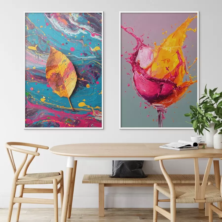 Fototapeedid Ekspressiivne abstraktsioon looduse ja jookide elementidega d00570