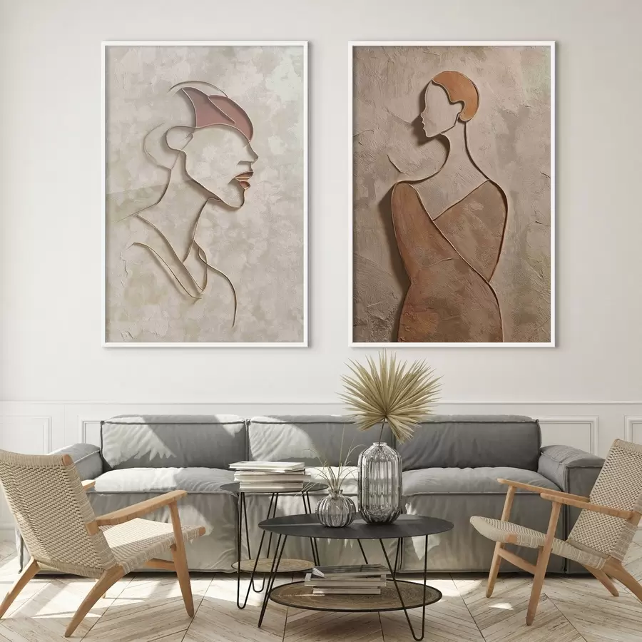 Fototapeedid Inimeste reljeefsed siluetid minimalistlikus stiilis d00596