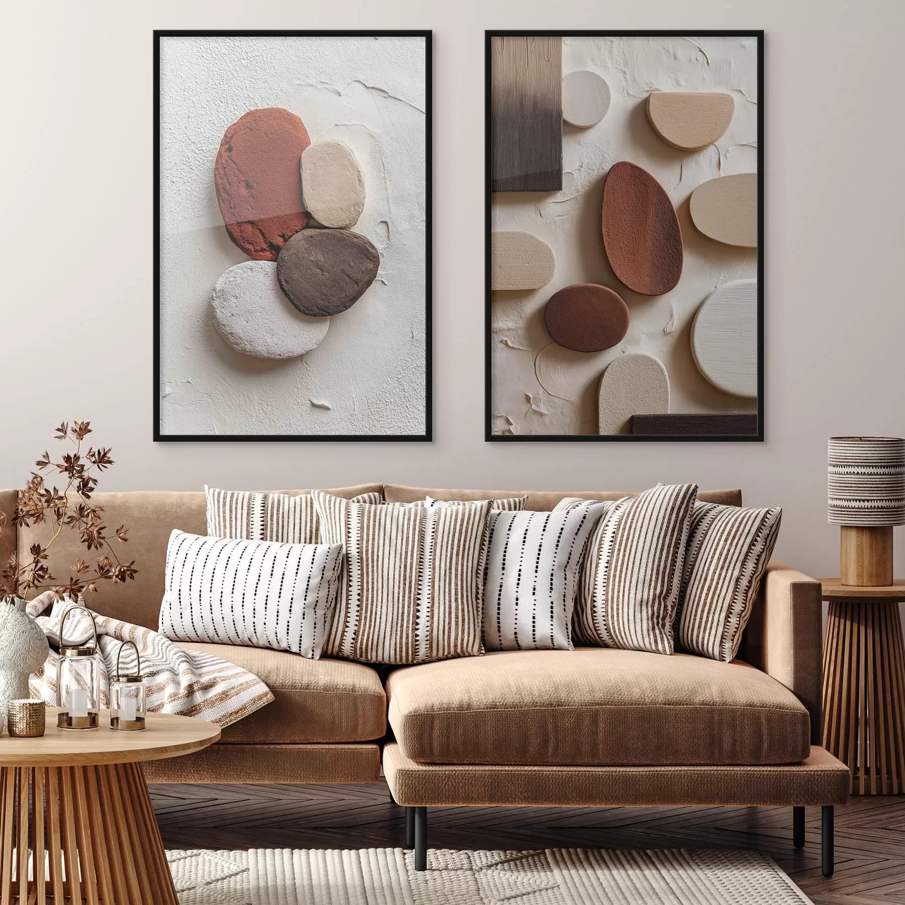 Fototapeedid Abstraktsed kompositsioonid, millel on ruumilised geomeetrilised kujundid tekstuurilisel taustal d00597