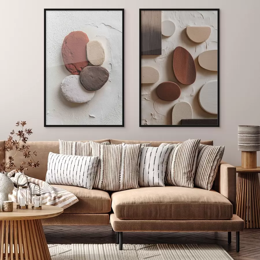 Fototapeedid Abstraktsed kompositsioonid, millel on ruumilised geomeetrilised kujundid tekstuurilisel taustal d00597