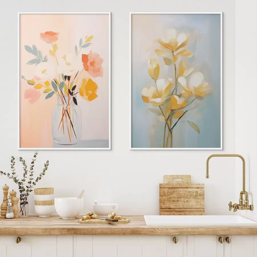 Fototapeedid Lilled vaasis: joonistus õlimaalide stiilis d00636