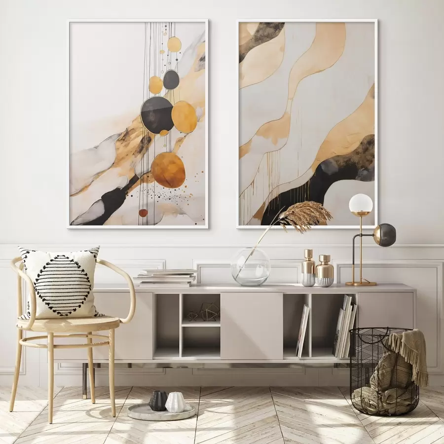 Fototapeedid Abstraktne kompositsioon mustade ja oranžide ringidega d00684