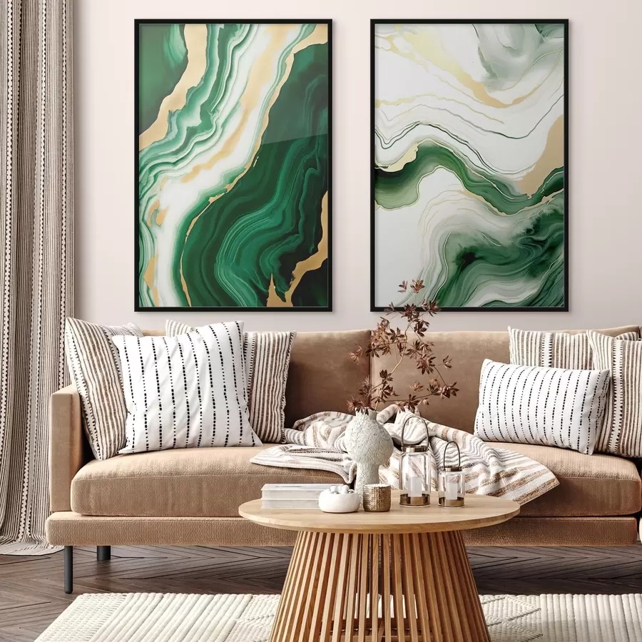 Fototapeedid Rohelise ja valge marmori tekstuurid oranžikollaste veenidega d00688