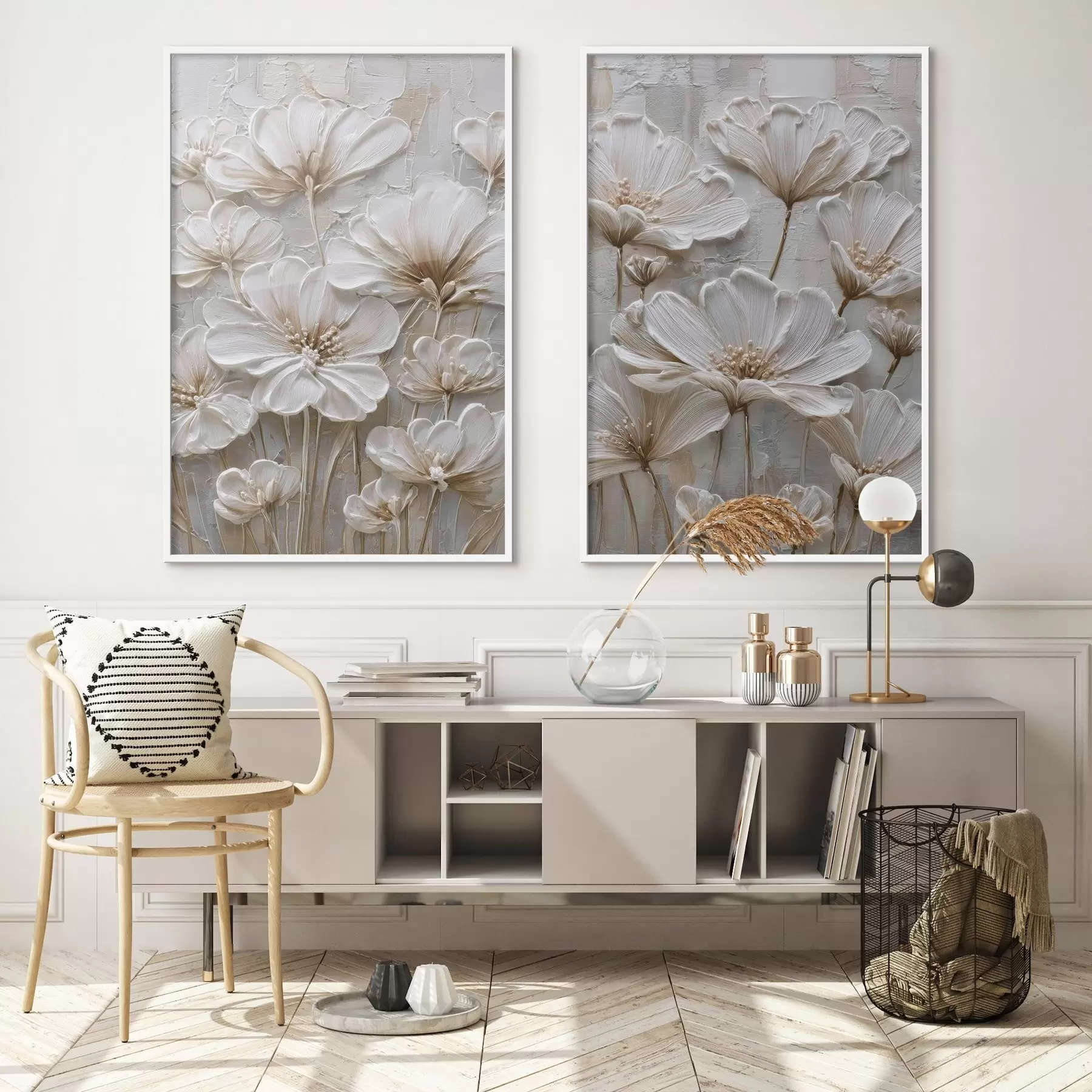 Fototapeedid kreemikarva lilled imitatsiooniga impasto stiilis d00701