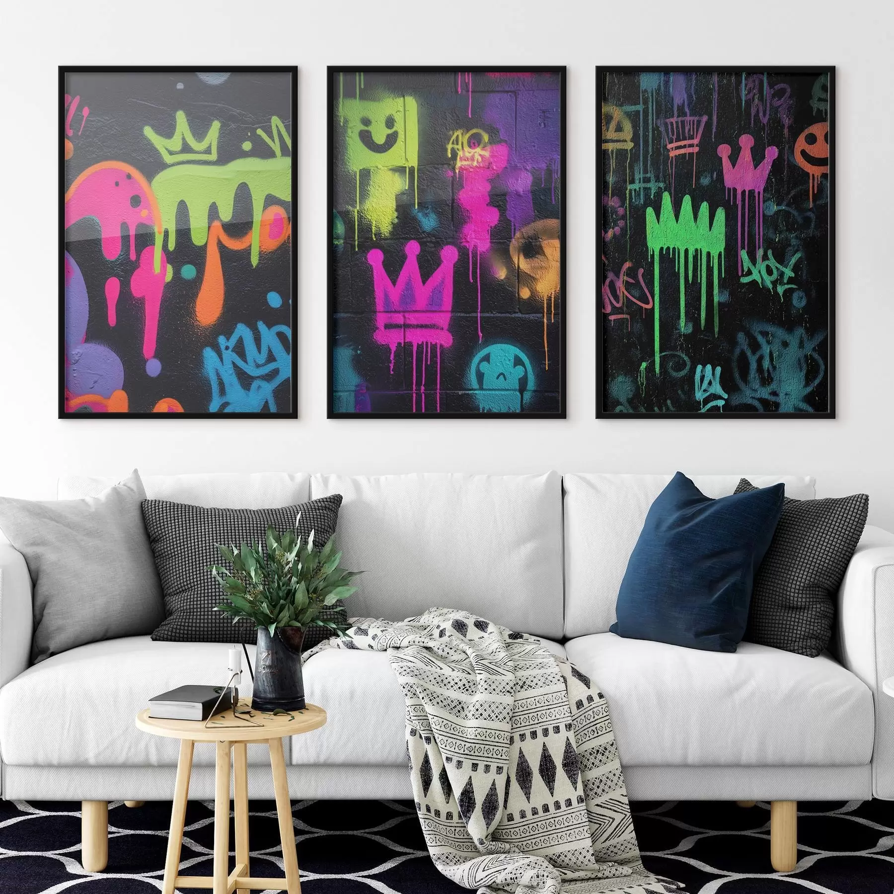 Fototapeedid heledad tänavagrafitid tumedal taustal d00703