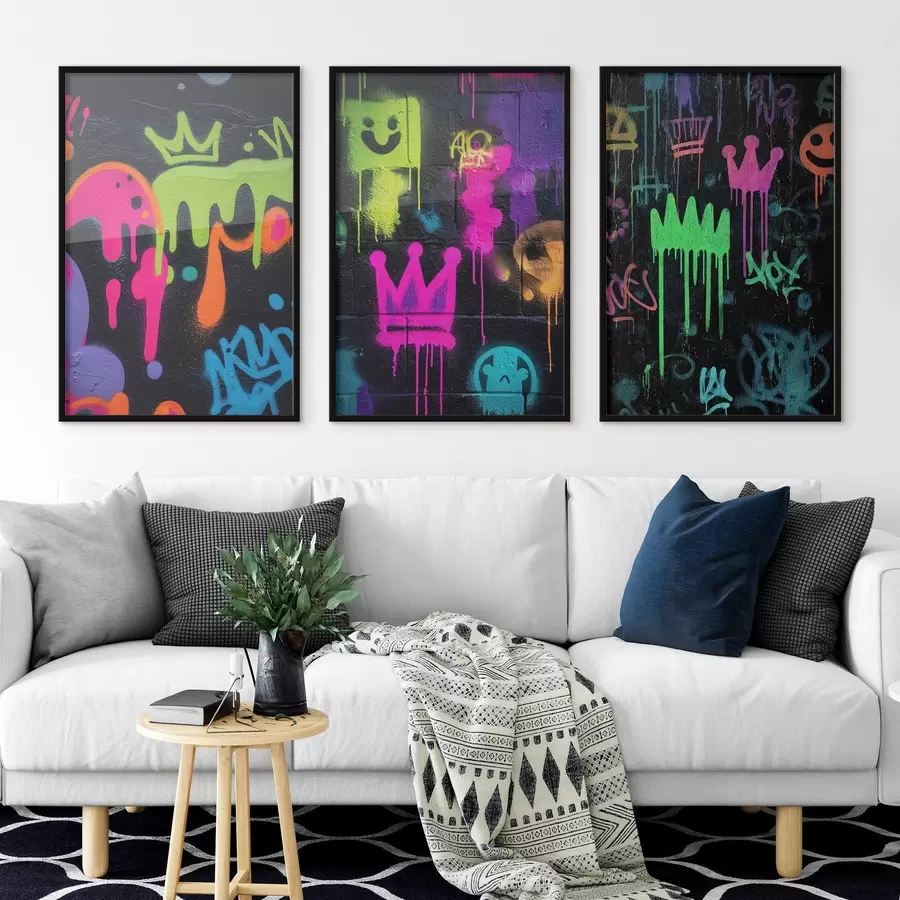 Fototapeedid heledad tänavagrafitid tumedal taustal d00703