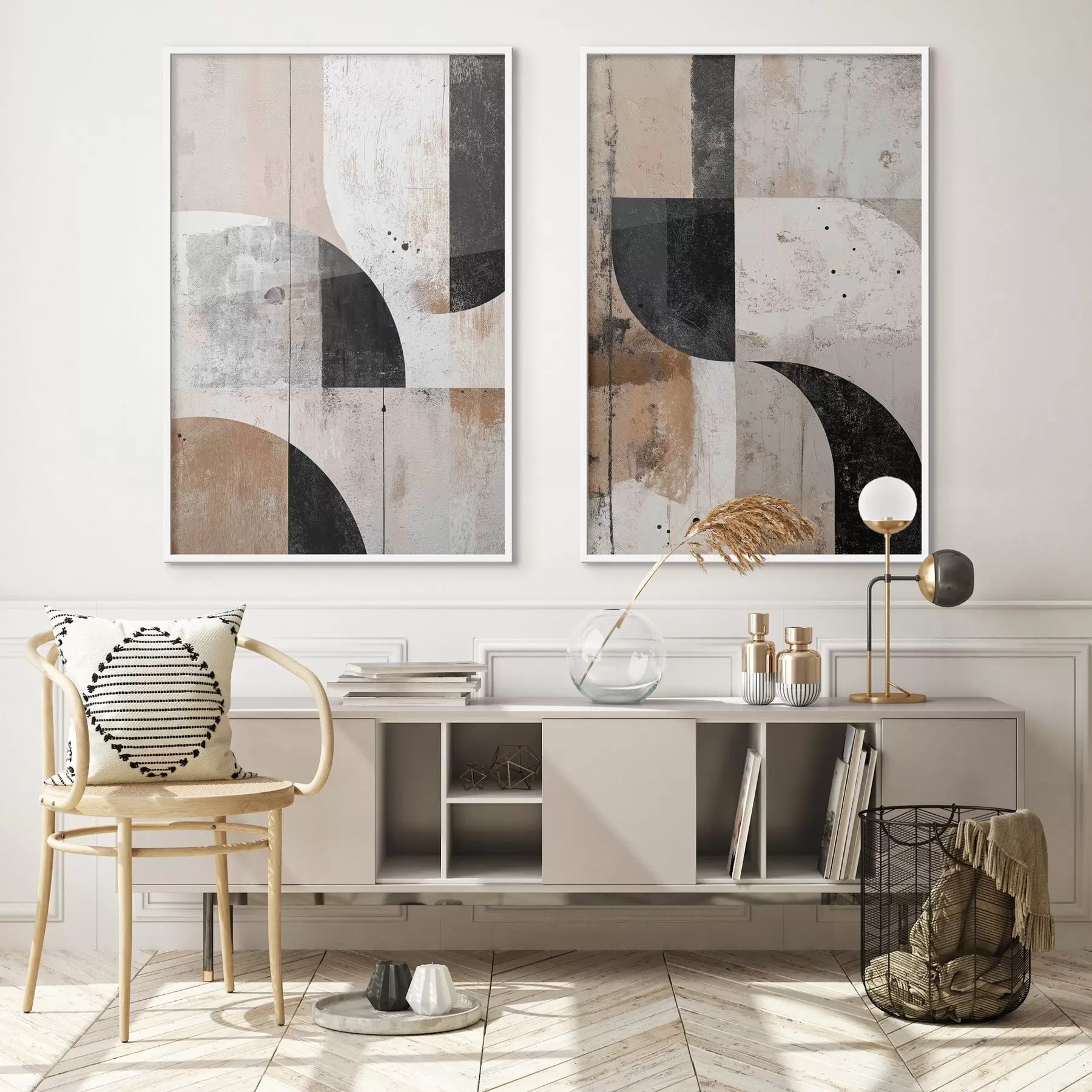 Fototapeedid Geomeetrilised kujundid beeži ja musta toonides d00750