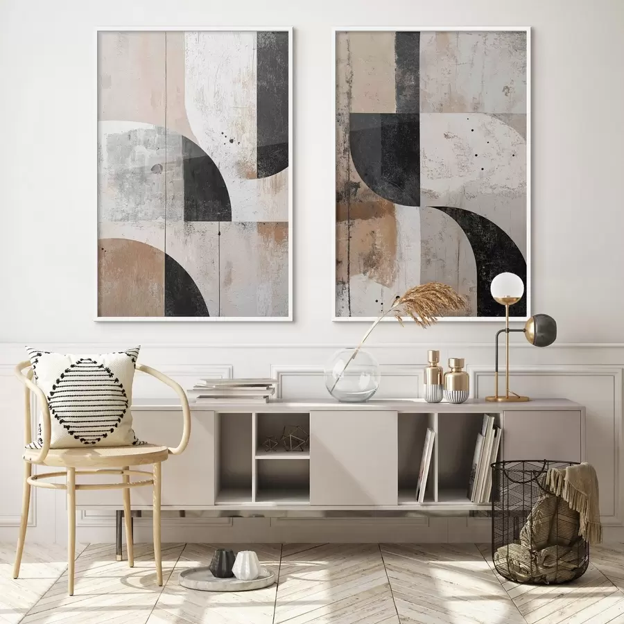 Fototapeedid Geomeetrilised kujundid beeži ja musta toonides d00750