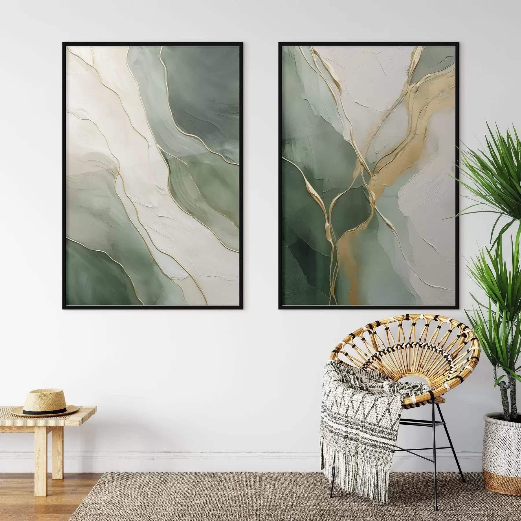 Fototapeedid Smaragdrohelised lained kollaste ojadega d00764