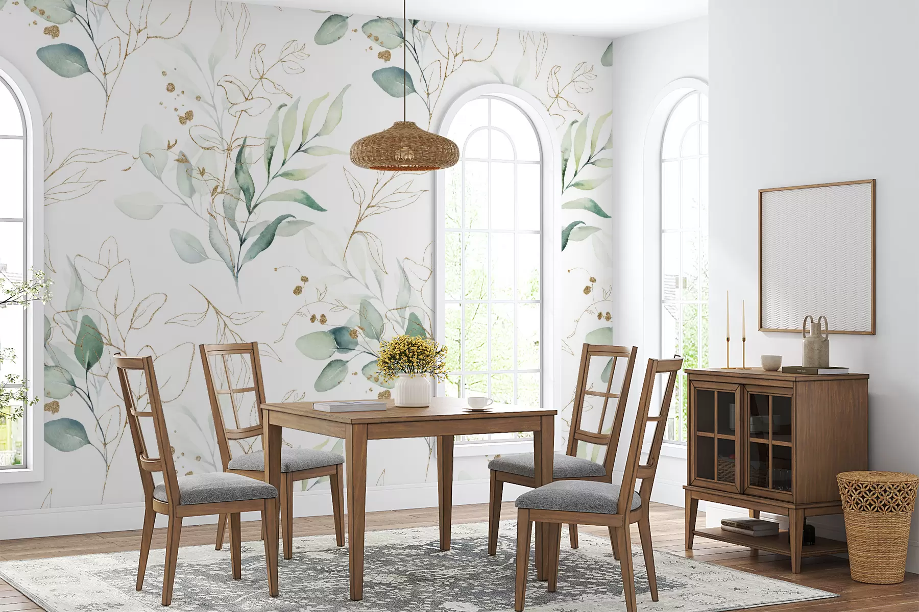 Fototapeedid Rohelised akvarellistiilis lehed u71464