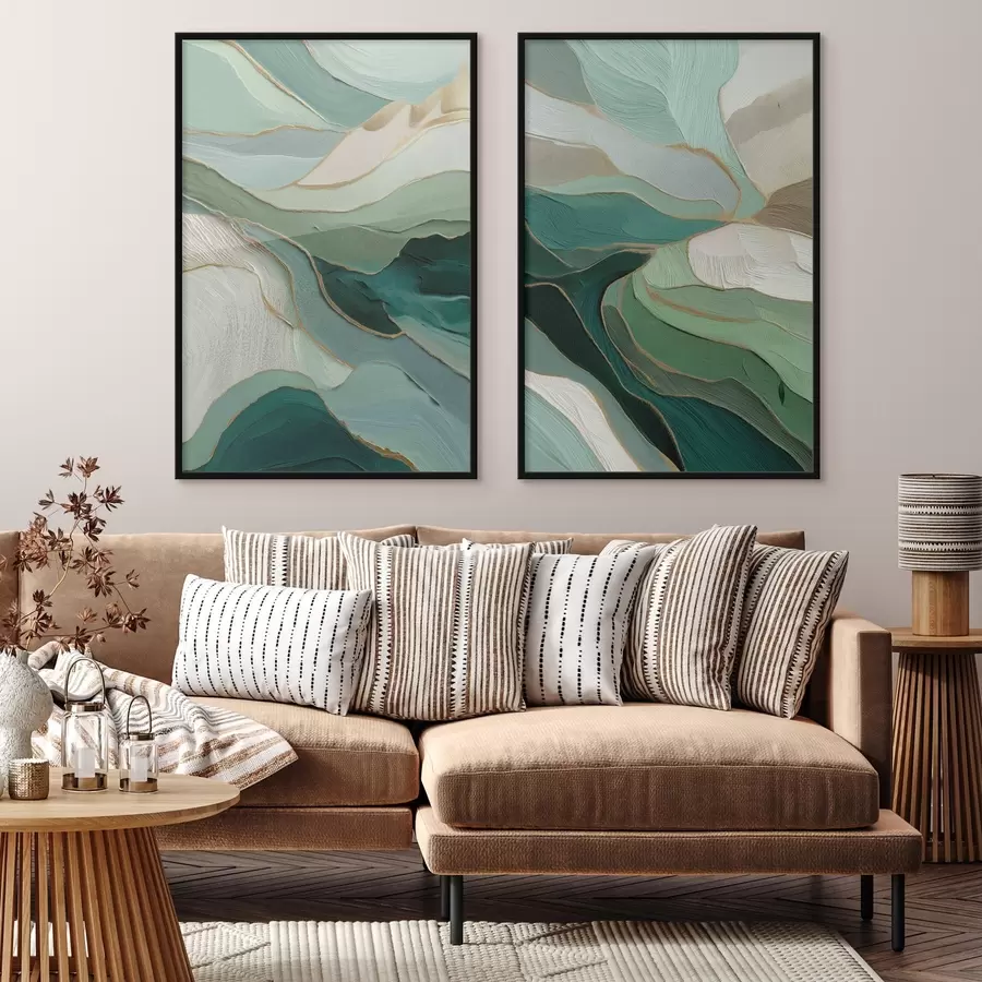 Fototapeedid Smaragdroheline kihiline abstraktsioon kollase kontuuriga d00766