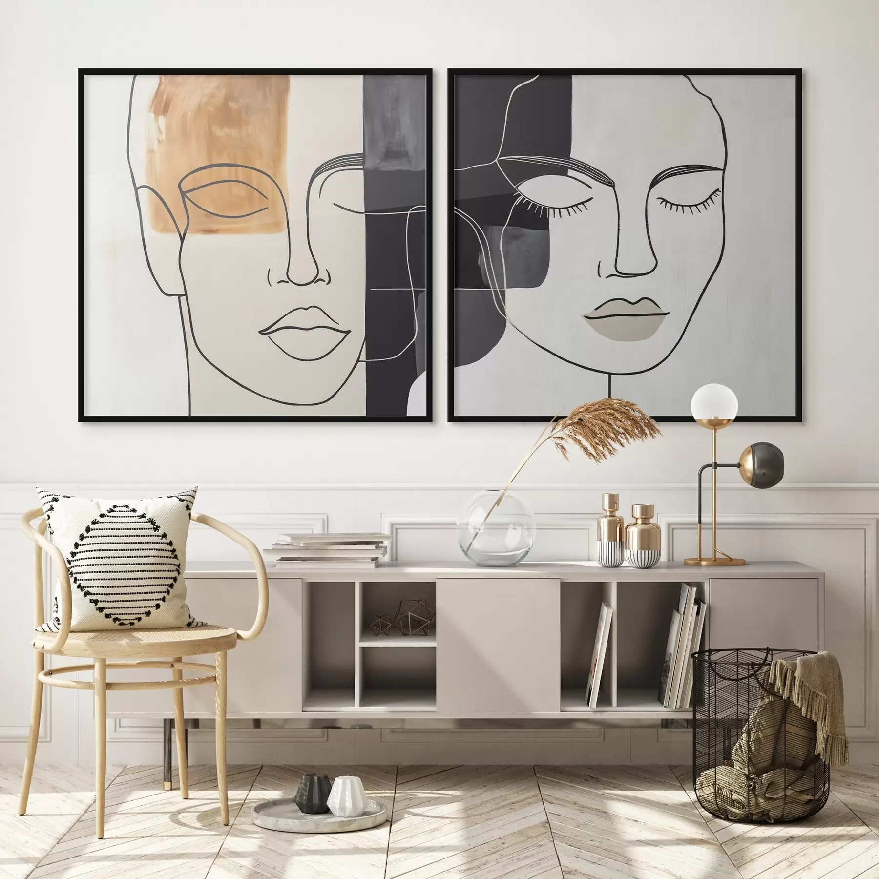 Fototapeedid Mehe ja naise abstraktsed portreed d00720